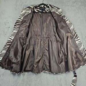 New! Cotton Ashley Stewart Brown Print Trench Jacket